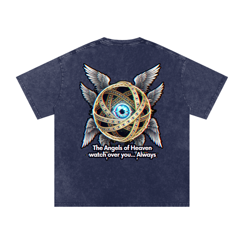 Angel Snow Washed Oversized Cotton T-Shirt