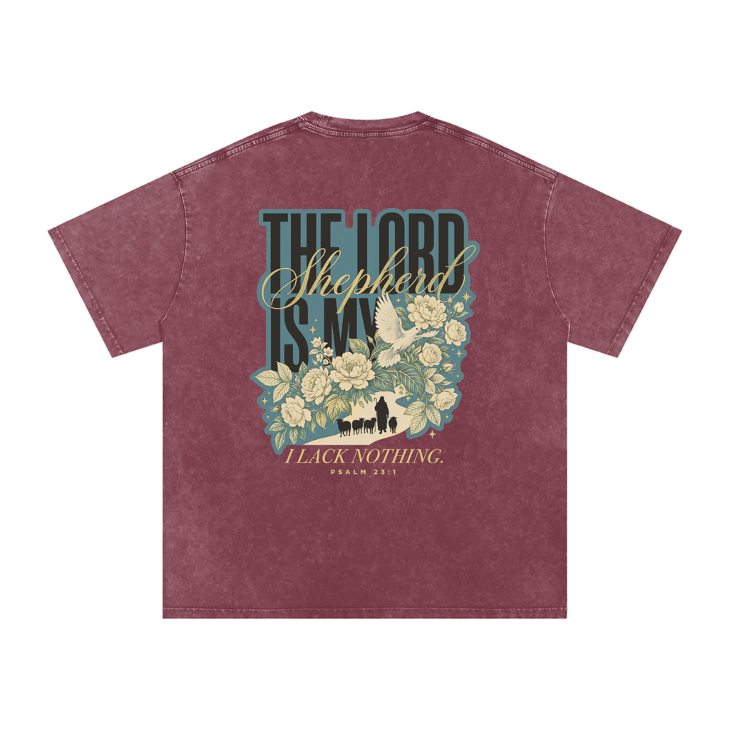 The Lord is my Shepherd Snow Washed Oversized Cotton T-Shirt