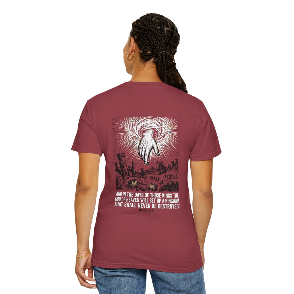 Christian Cross T-Shirt — 'Kingdom That Shall Never Be Destroyed' Graphic Tee