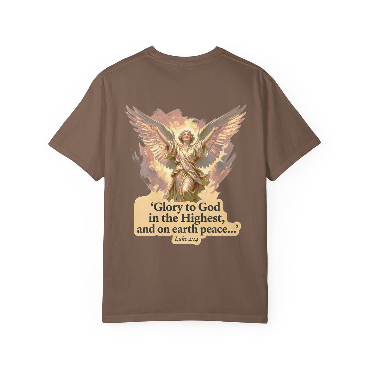 Christian Angel Tee — "Glory to God in the Highest" Graphic T-Shirt