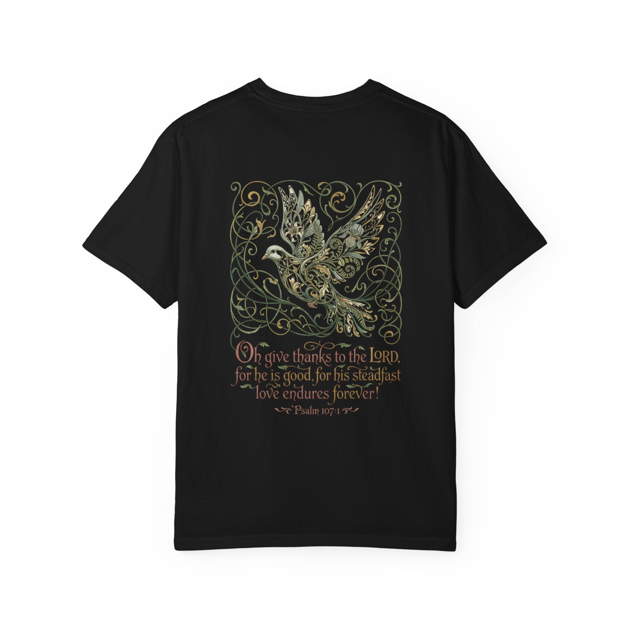 Christian Cross T-Shirt — ‘Give Thanks to the Lord’ Dove Graphic Tee
