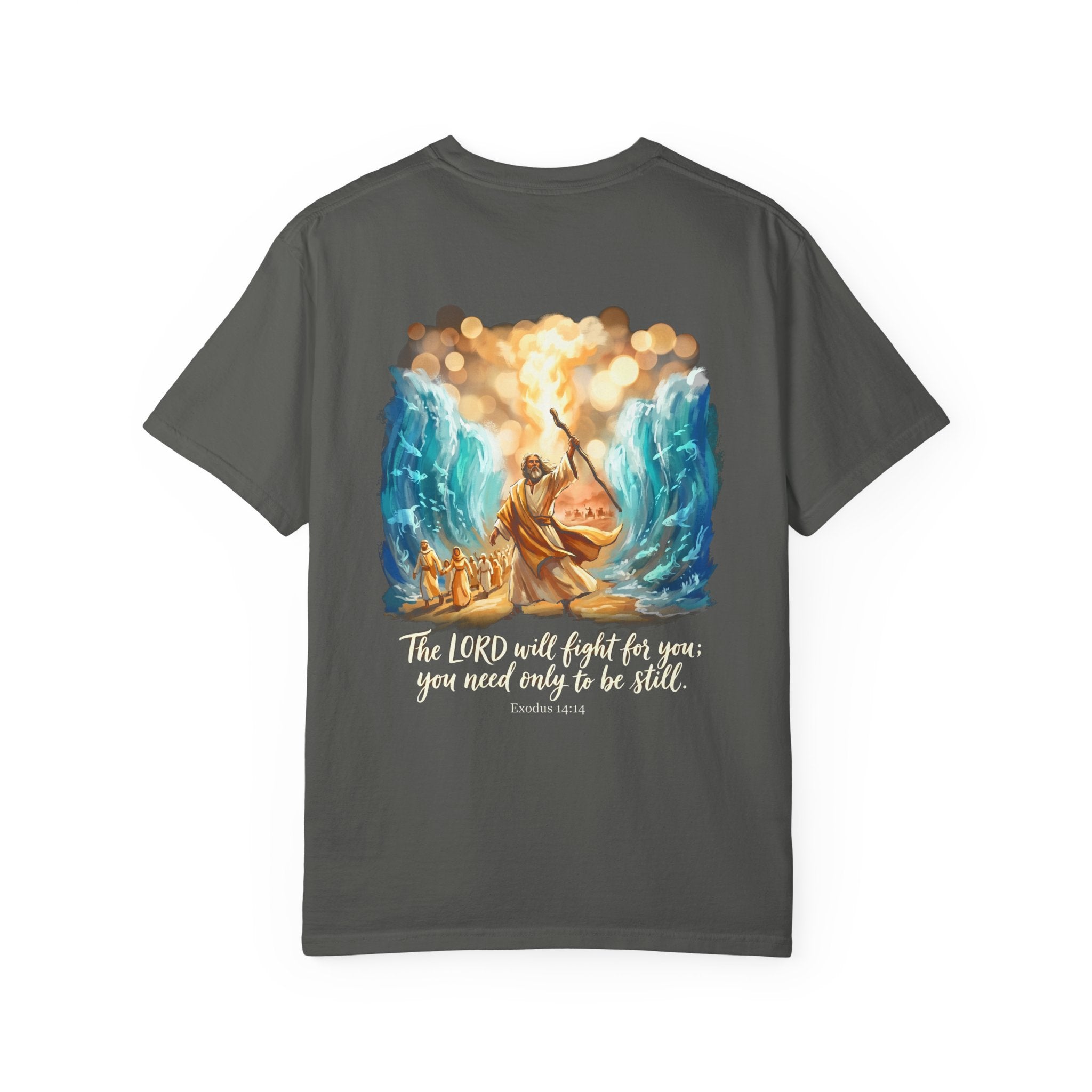 Christian Cross T-Shirt — Exodus 14:14 'The LORD Will Fight for You' Graphic Tee