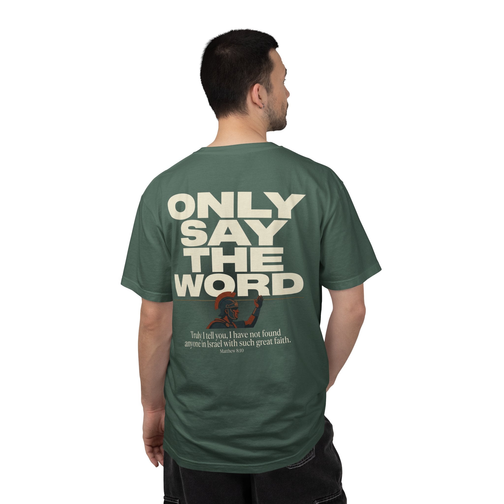 Christian Cross T-Shirt — "Only Say the Word" Inspirational Faith Tee