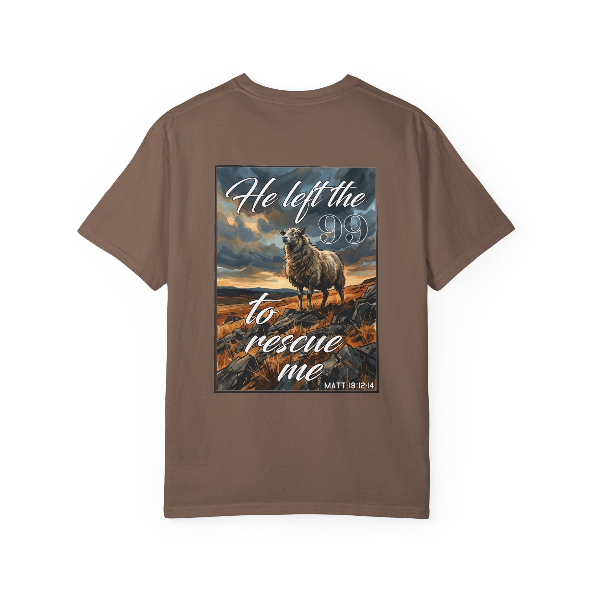 Christian Shepherd T-Shirt — "He Left the 99 to Rescue Me" Graphic Tee