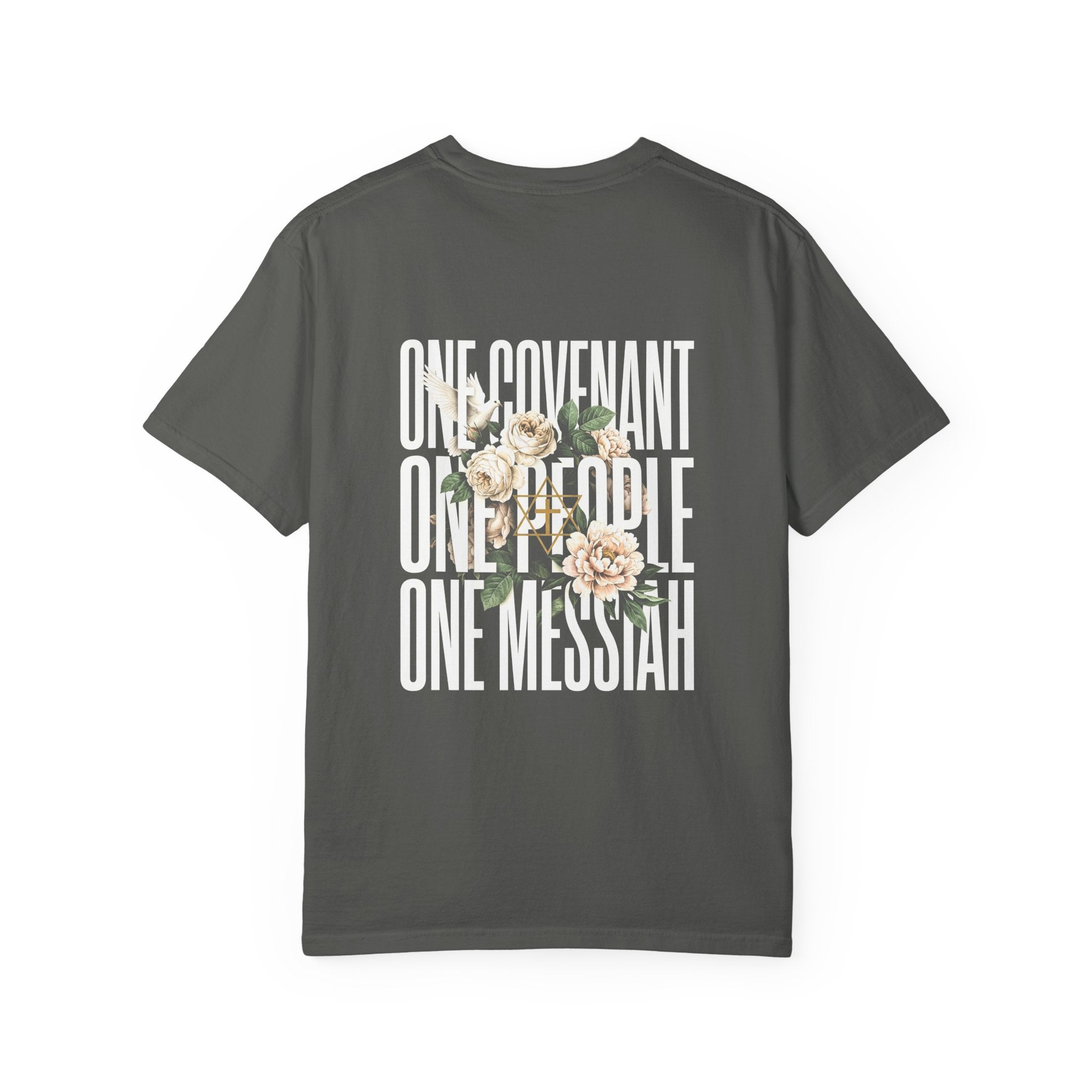 One Covenant One People One Messiah T-Shirt — Christian Cross Floral Tee