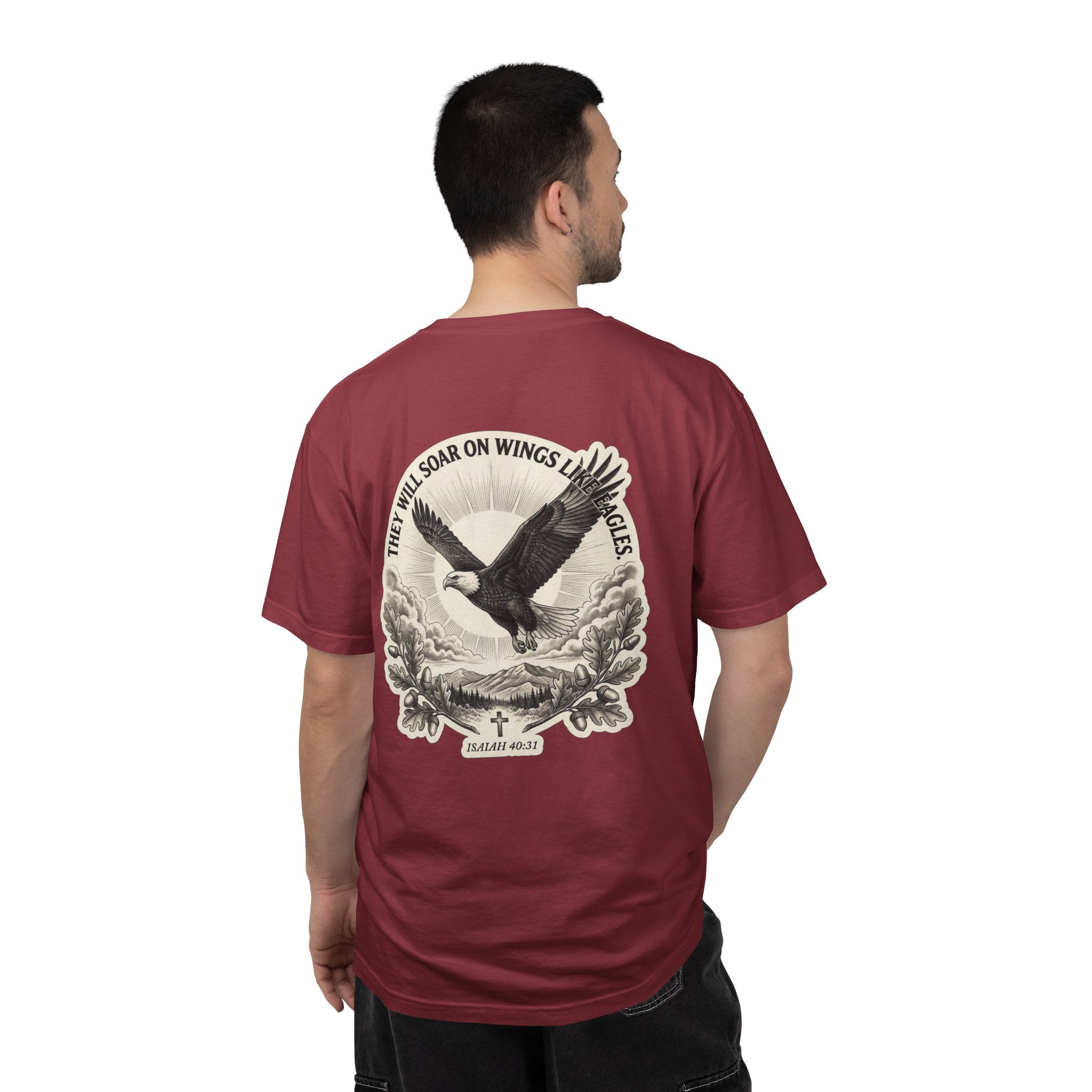 Eagle Cross T‑Shirt — 'They Will Soar on Wings' Christian Graphic Tee