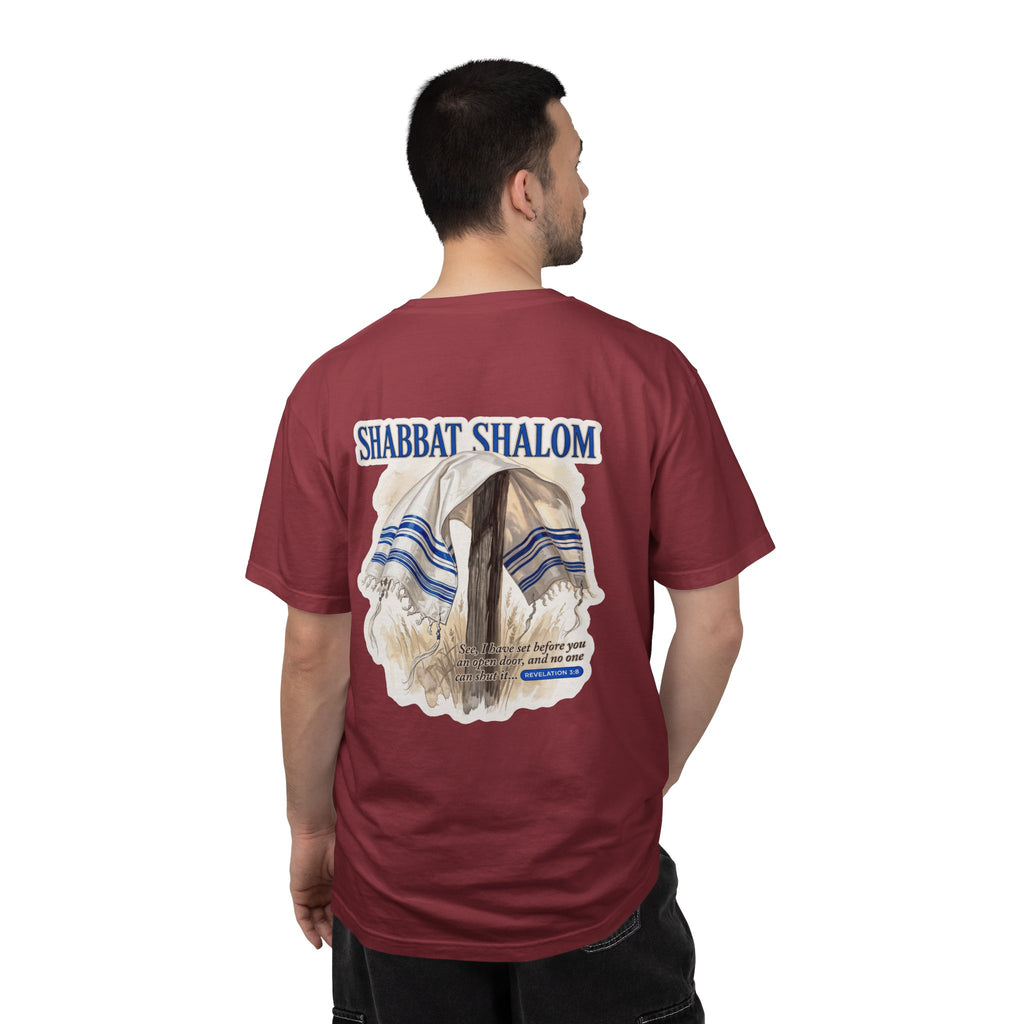 Shabbat Shalom T-Shirt — Jewish Prayer Shawl (Tallit) Graphic Tee