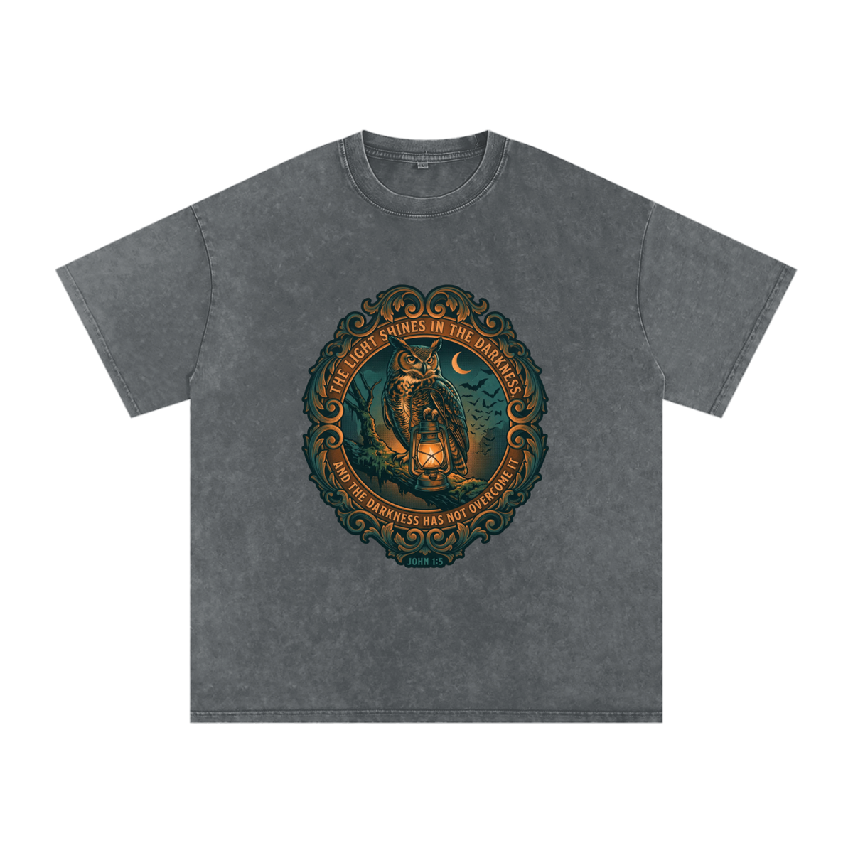 Owl Snow Washed Oversized Cotton T-Shirt