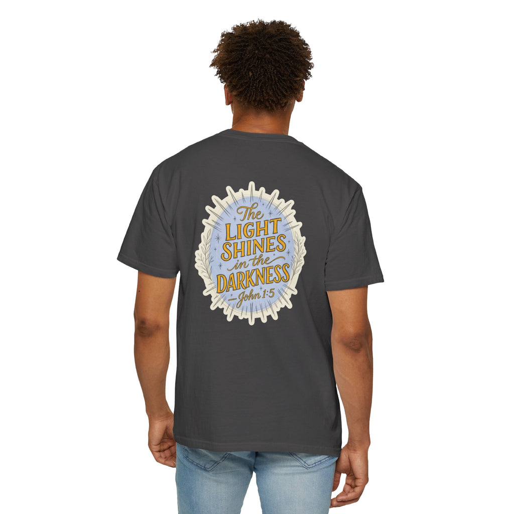 Christian T-Shirt — “The Light Shines in the Darkness” Faith Tee