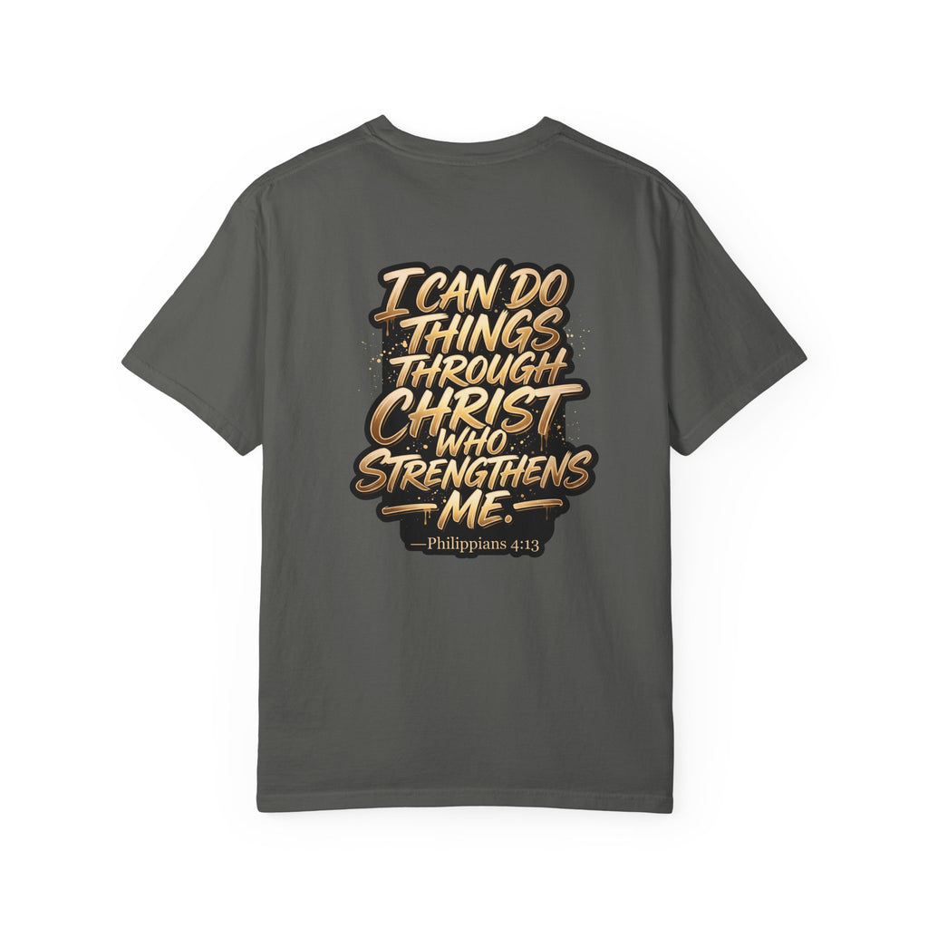 Christian Cross T-Shirt — "I Can Do All Things Through Christ" Scripture Tee