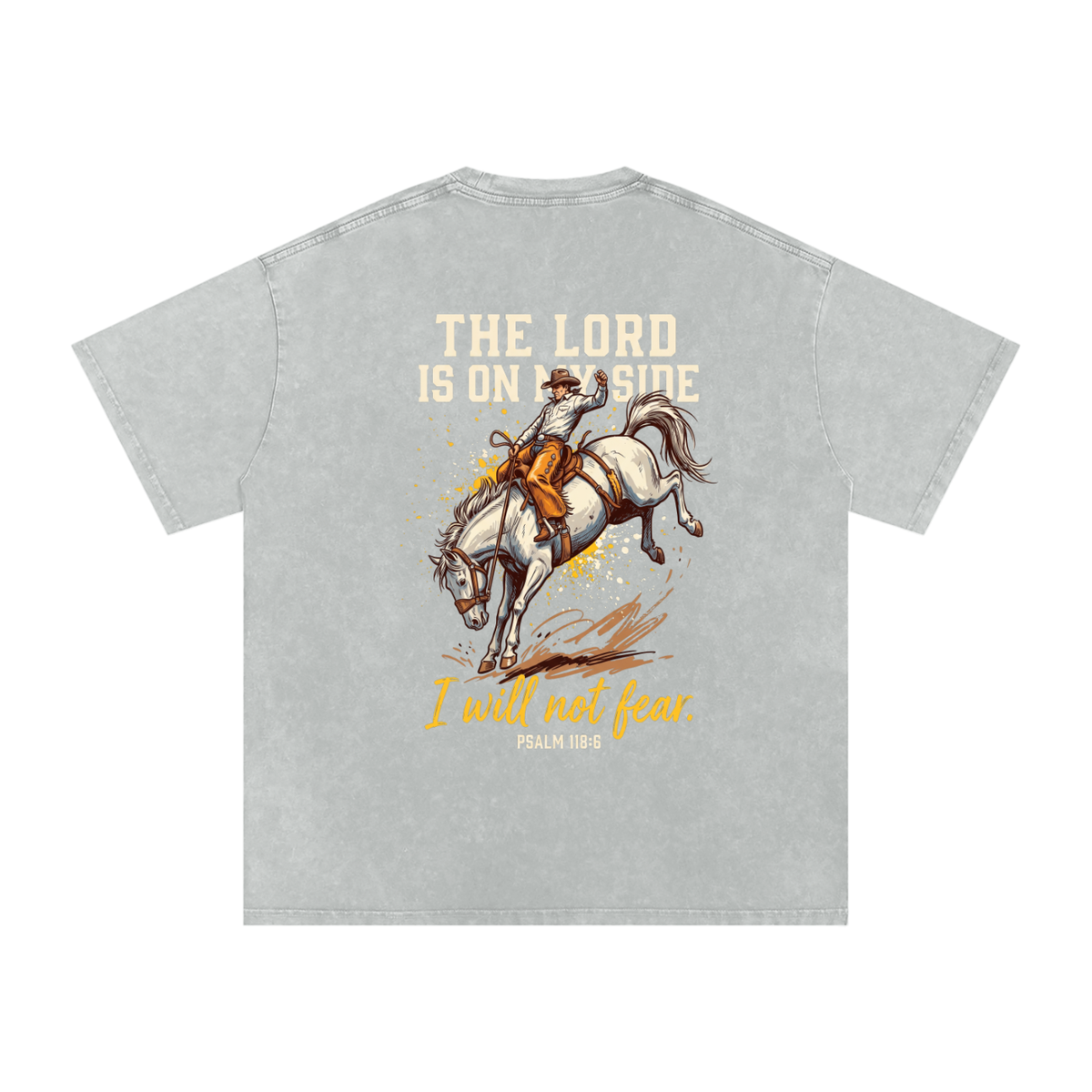 Lord is on my side Snow Washed Oversized Cotton T-Shirt