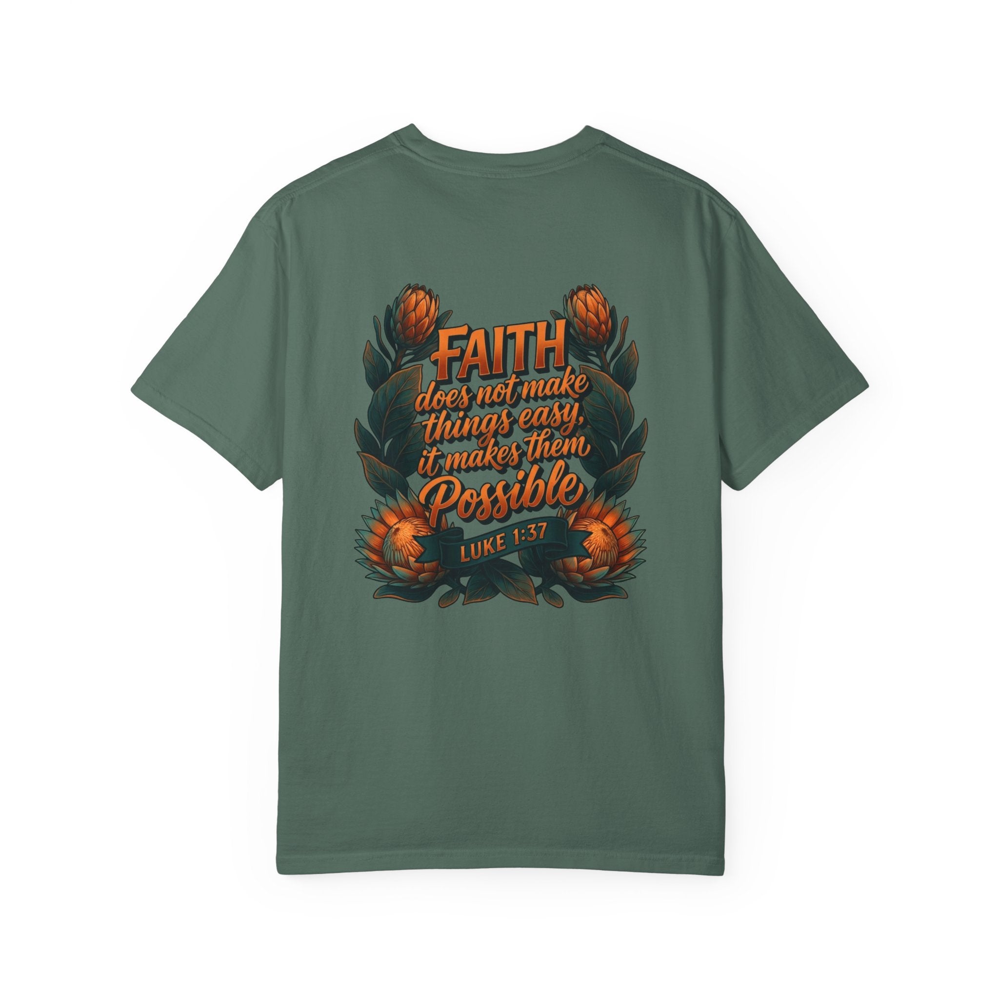 Faith Cross T-Shirt – "Faith Does Not Make Things Easy, It Makes Them Possible" Bible Verse Tee