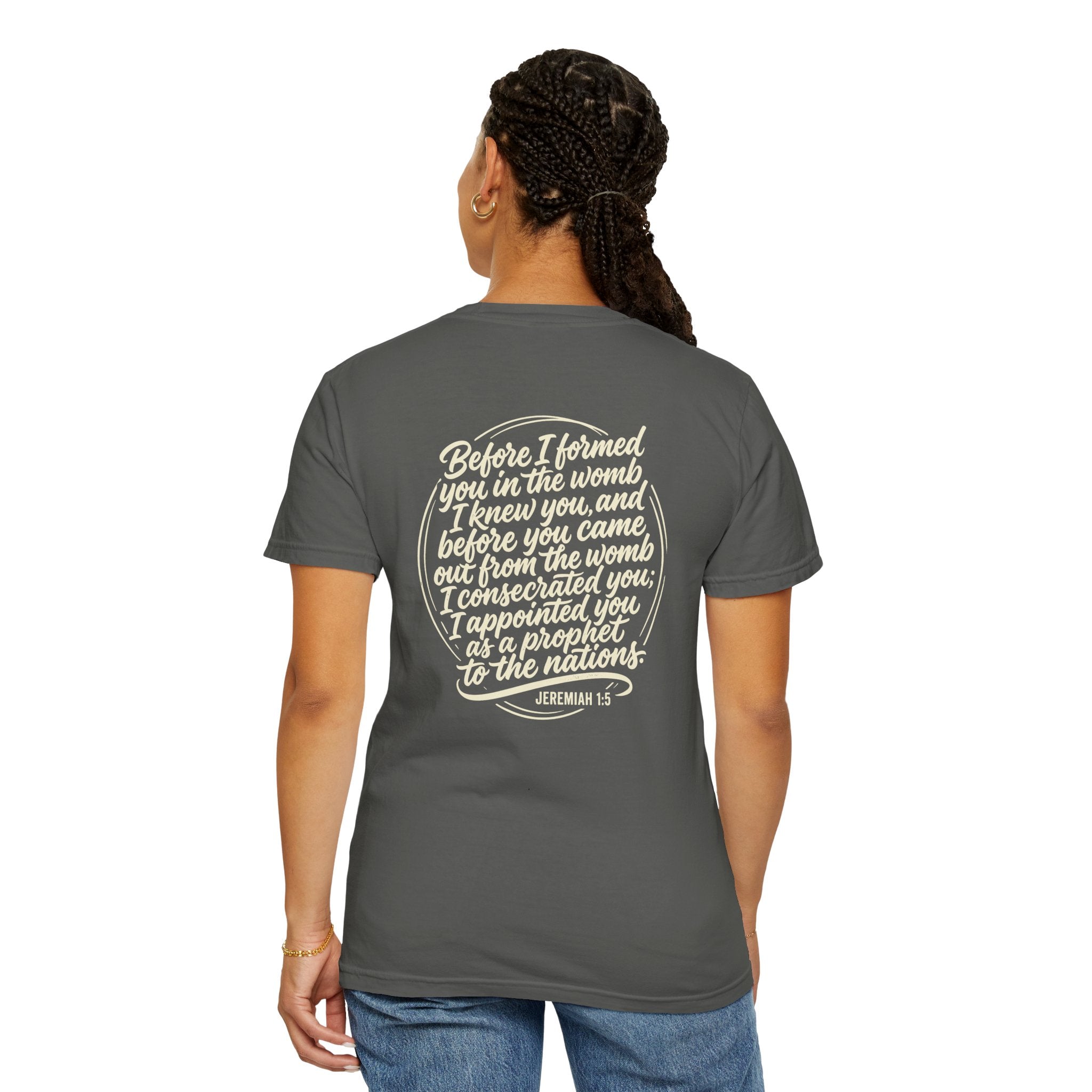 Christian Cross T-Shirt — 'Before I Formed You' Jeremiah 1:5 Scripture Tee