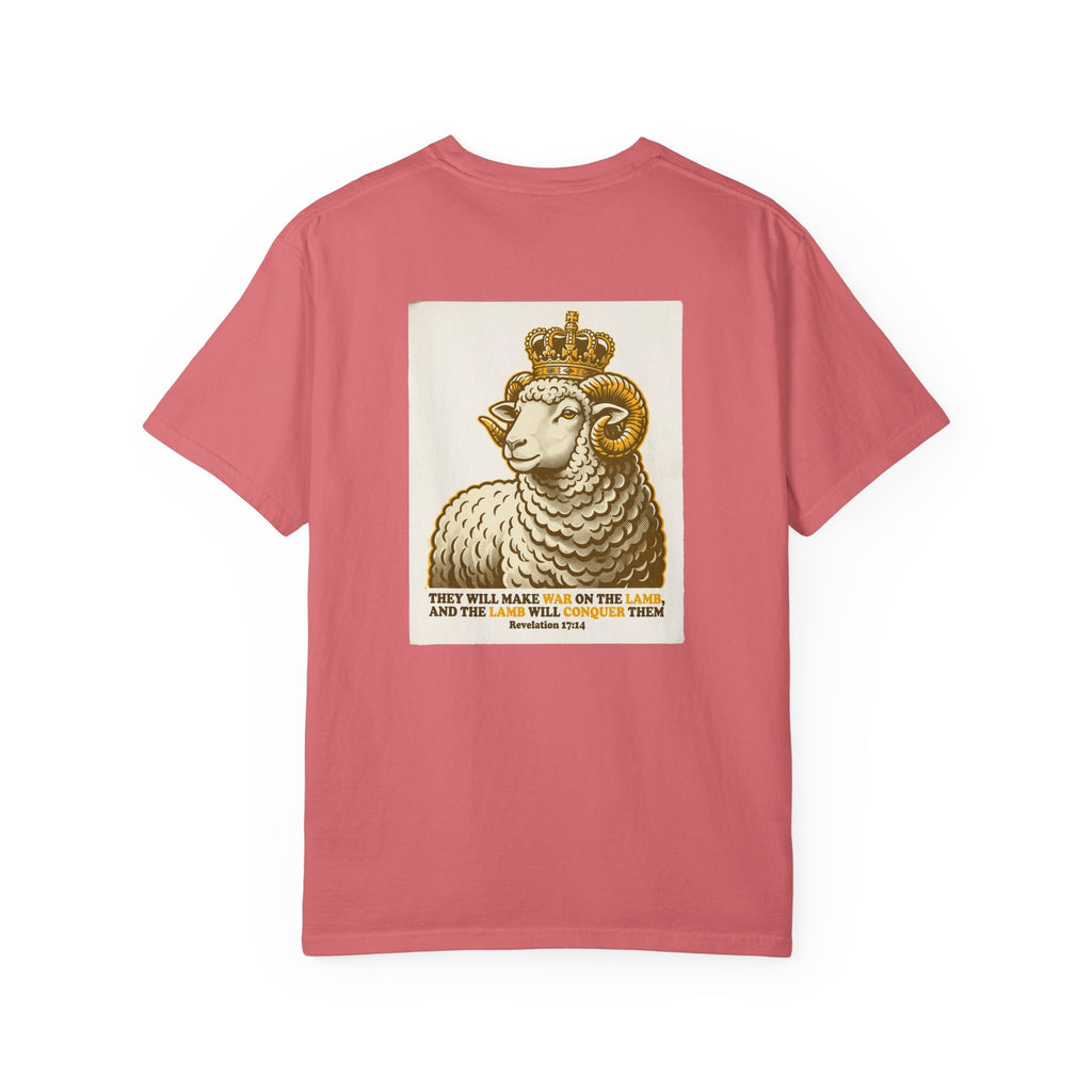 Crowned Lamb Graphic Tee — 'They Will Make War' Religious Vintage-Style T-Shirt
