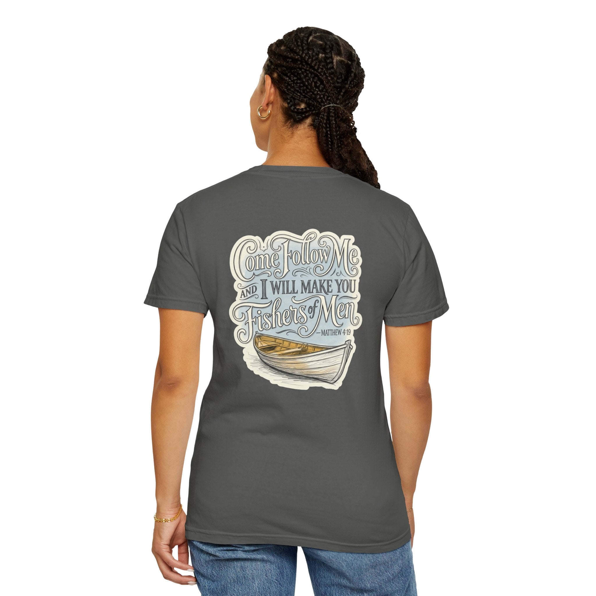 Faith Cross T‑Shirt — “Come Follow Me I Will Make You Fishers of Men” Graphic Tee