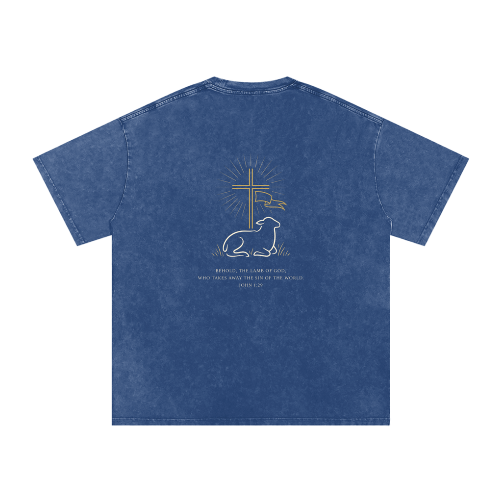 Lamb Snow Washed Oversized Cotton T-Shirt