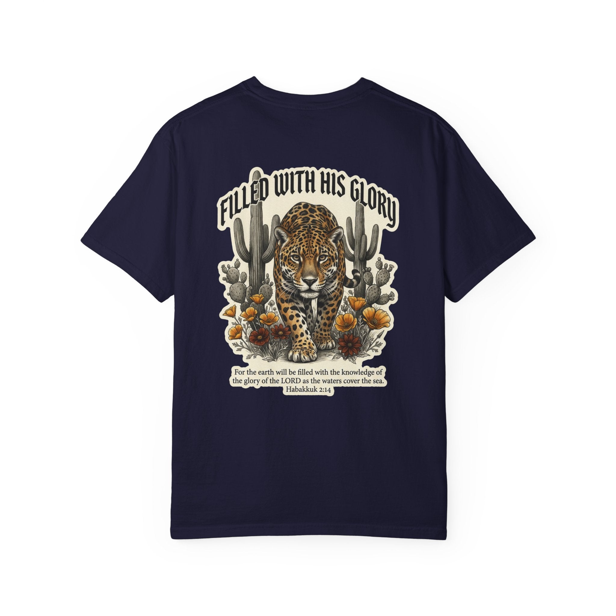 Christian Tee — 'Filled With His Glory' Leopard Cross T‑Shirt