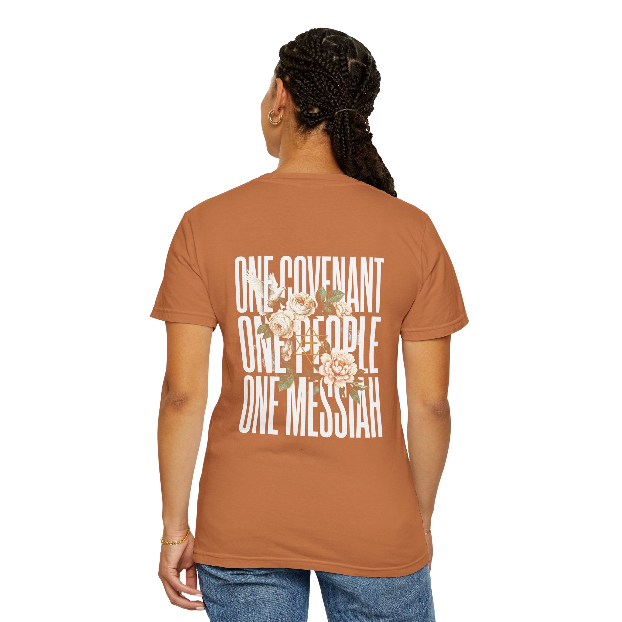 One Covenant One People One Messiah T-Shirt — Christian Cross Floral Tee