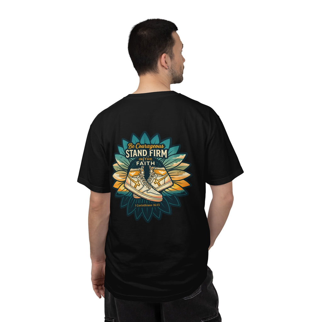 Faith Cross T‑Shirt — "Be Courageous, Stand Firm" Graphic Tee