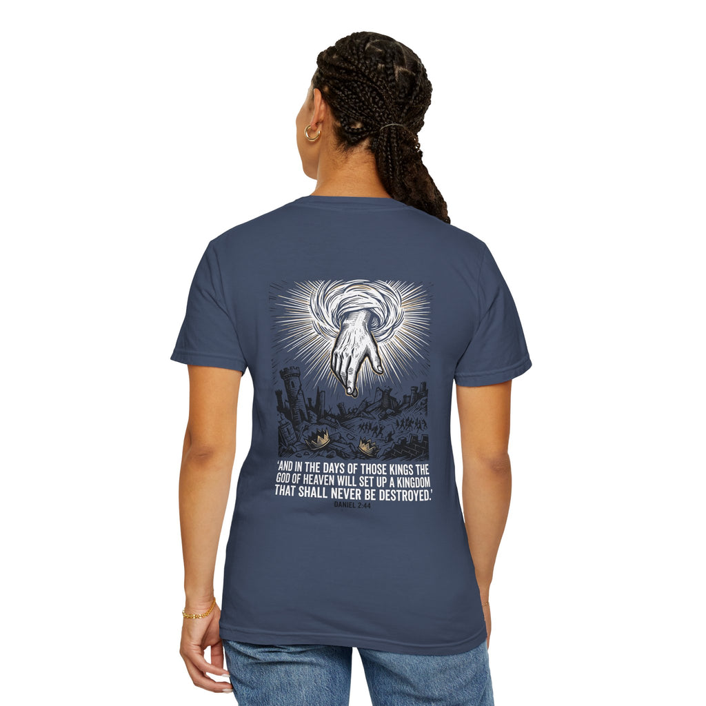 Christian Cross T-Shirt — 'Kingdom That Shall Never Be Destroyed' Graphic Tee