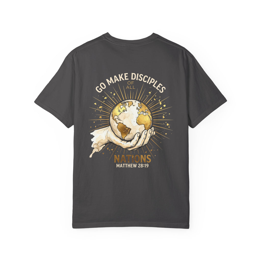 Discipleship Cross T-Shirt — "Go Make Disciples" Matthew 28:19 Christian Tee