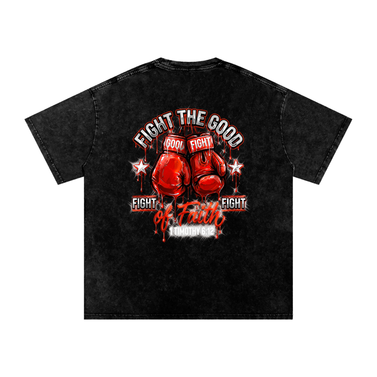Fight the good fight Snow Washed Oversized Cotton T-Shirt