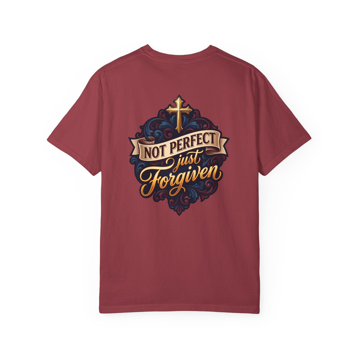 Christian Cross T-Shirt — "Not Perfect, Just Forgiven" Garment-Dyed Tee