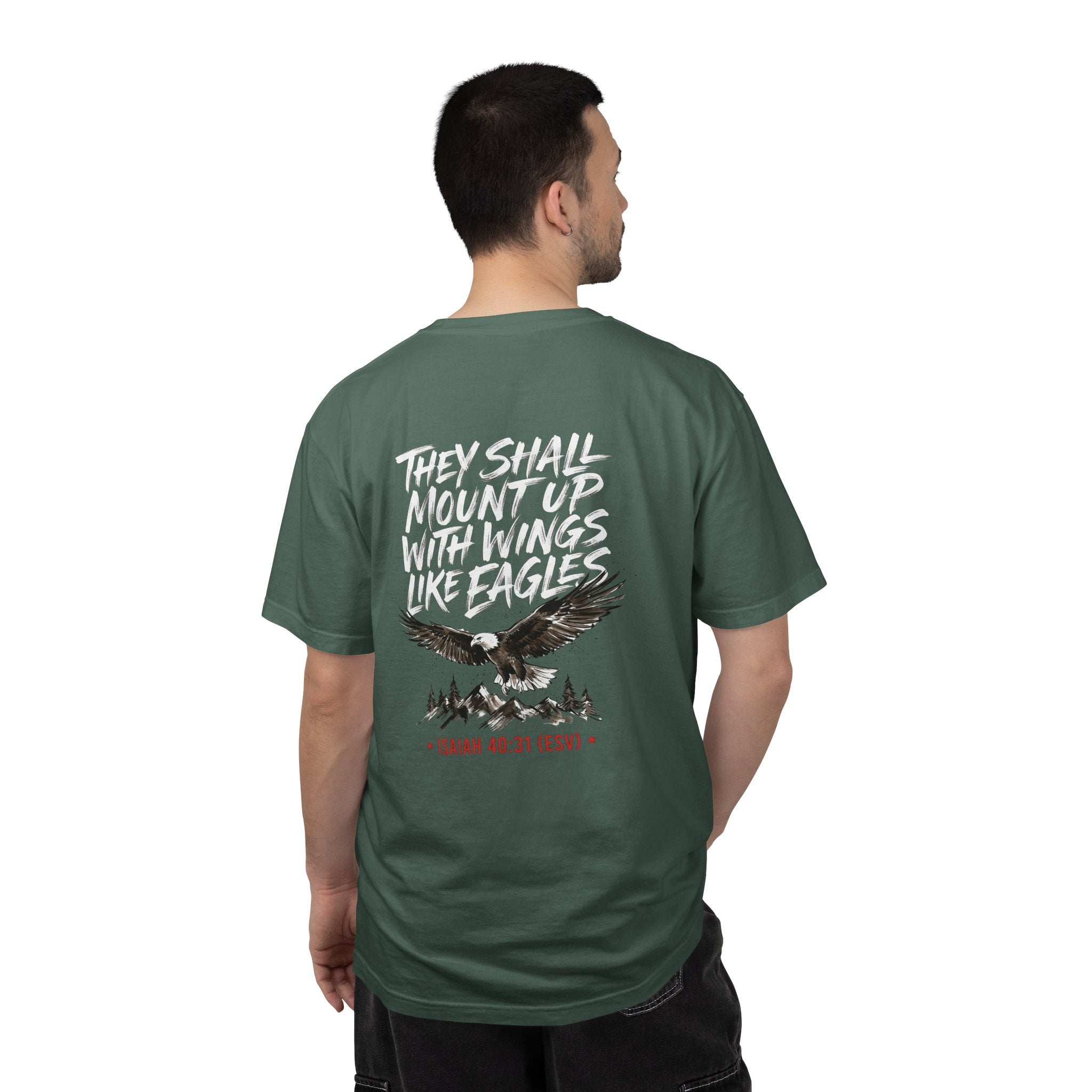 They Shall Mount Up With Wings Like Eagles T-Shirt — Isaiah 40:31 Christian Graphic Tee