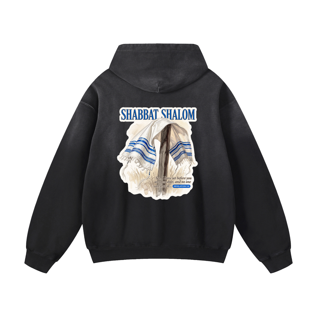Shabbat Shalom Heavyweight Sunfade Oversized Hoodie