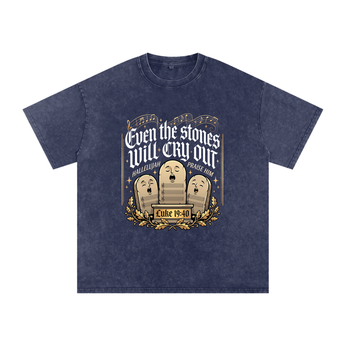 Stones Snow Washed Oversized Cotton T-Shirt