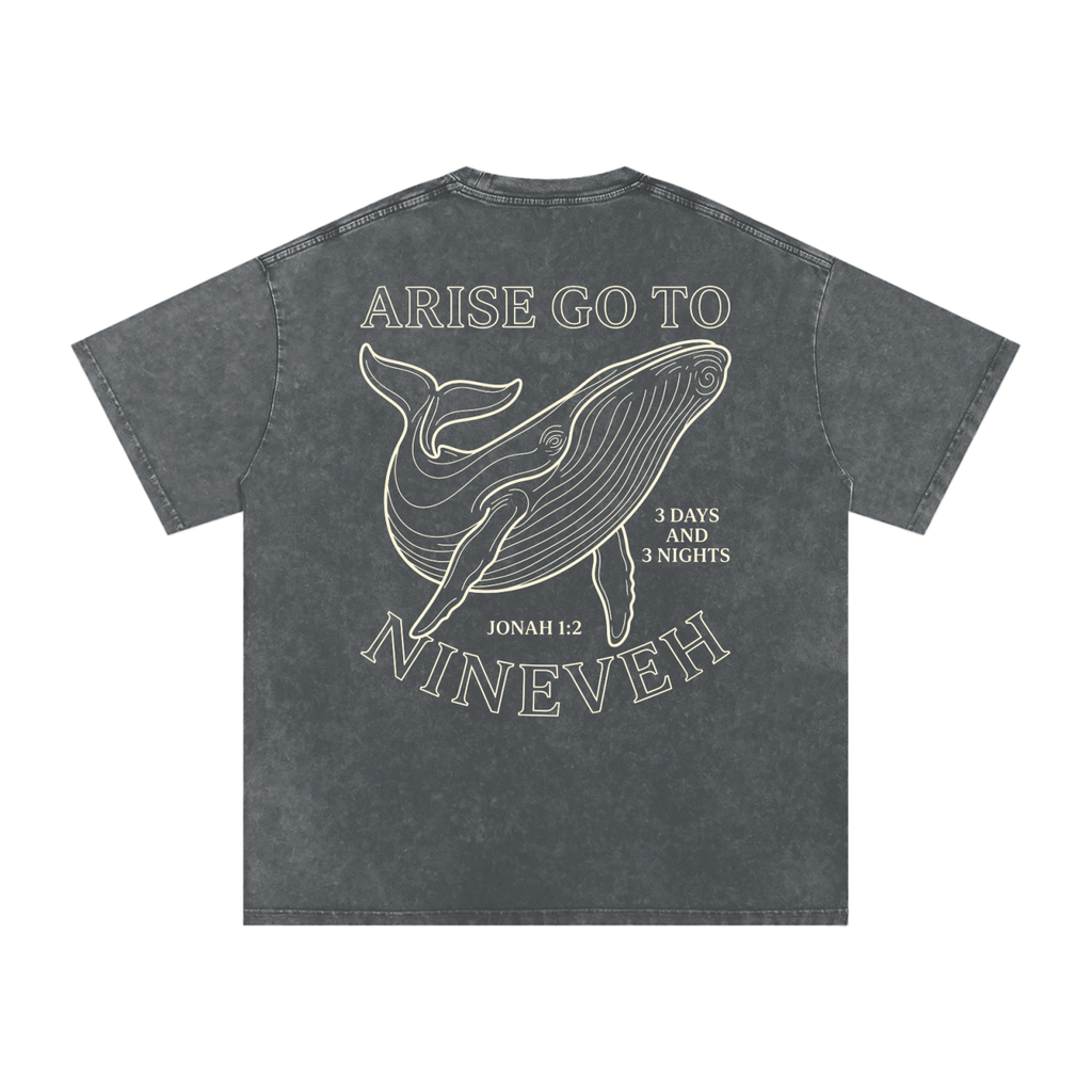 Whale Snow Washed Oversized Cotton T-Shirt