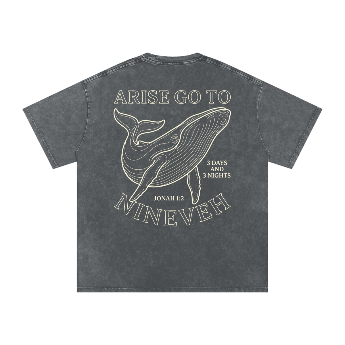 Whale Snow Washed Oversized Cotton T-Shirt
