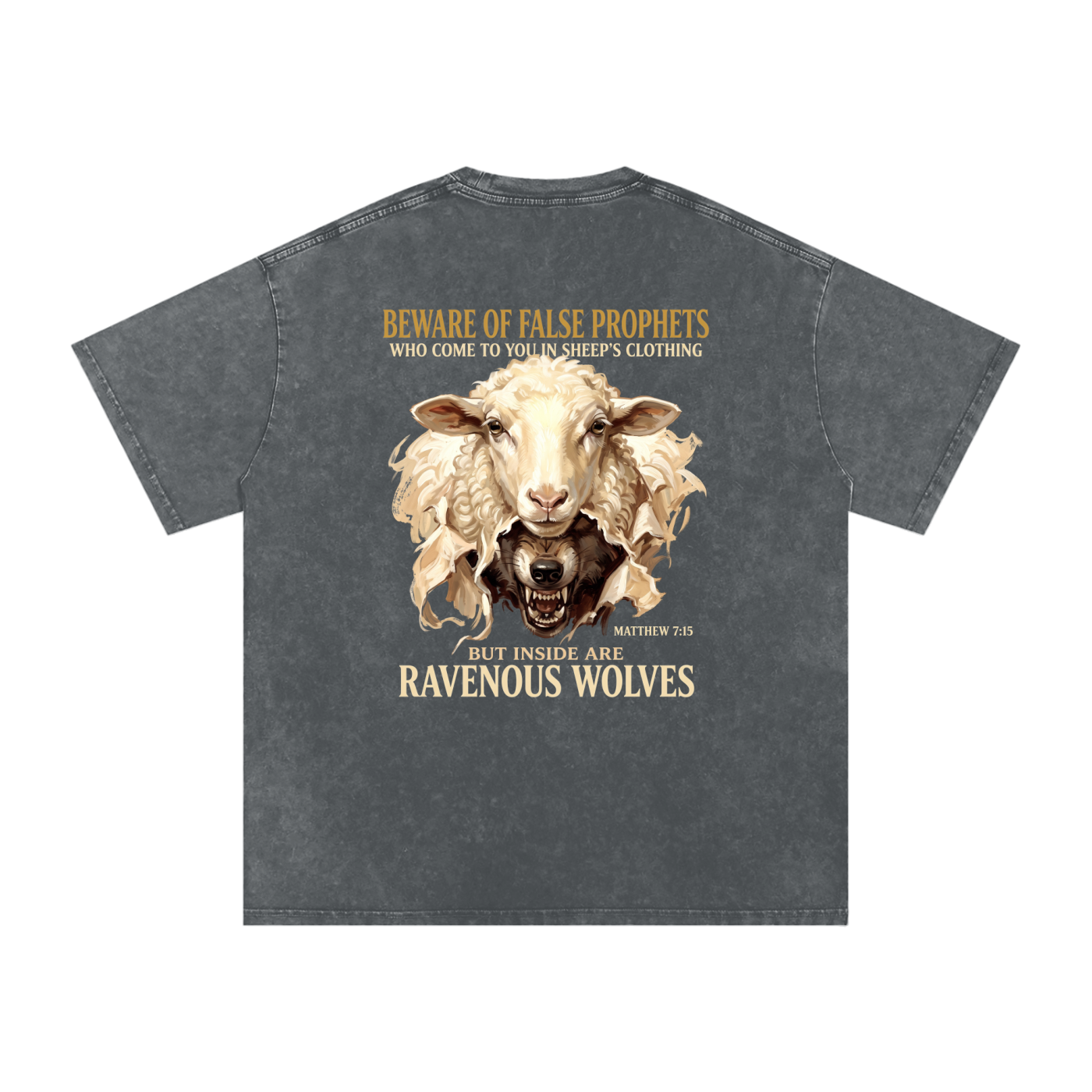 Snow Washed Oversized Cotton T-Shirt "False Prophets"