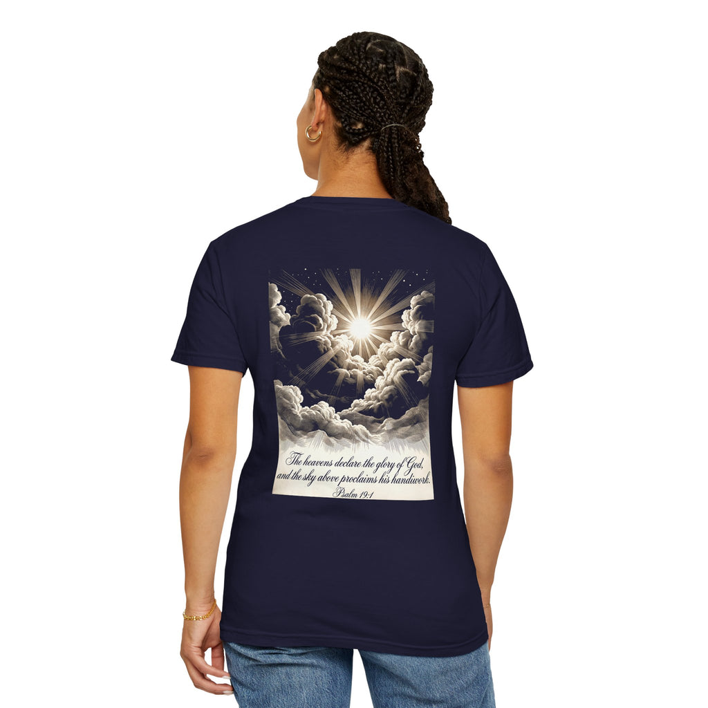 Christian Cross T-Shirt — Inspirational 'The heavens declare the glory of God' Graphic Tee