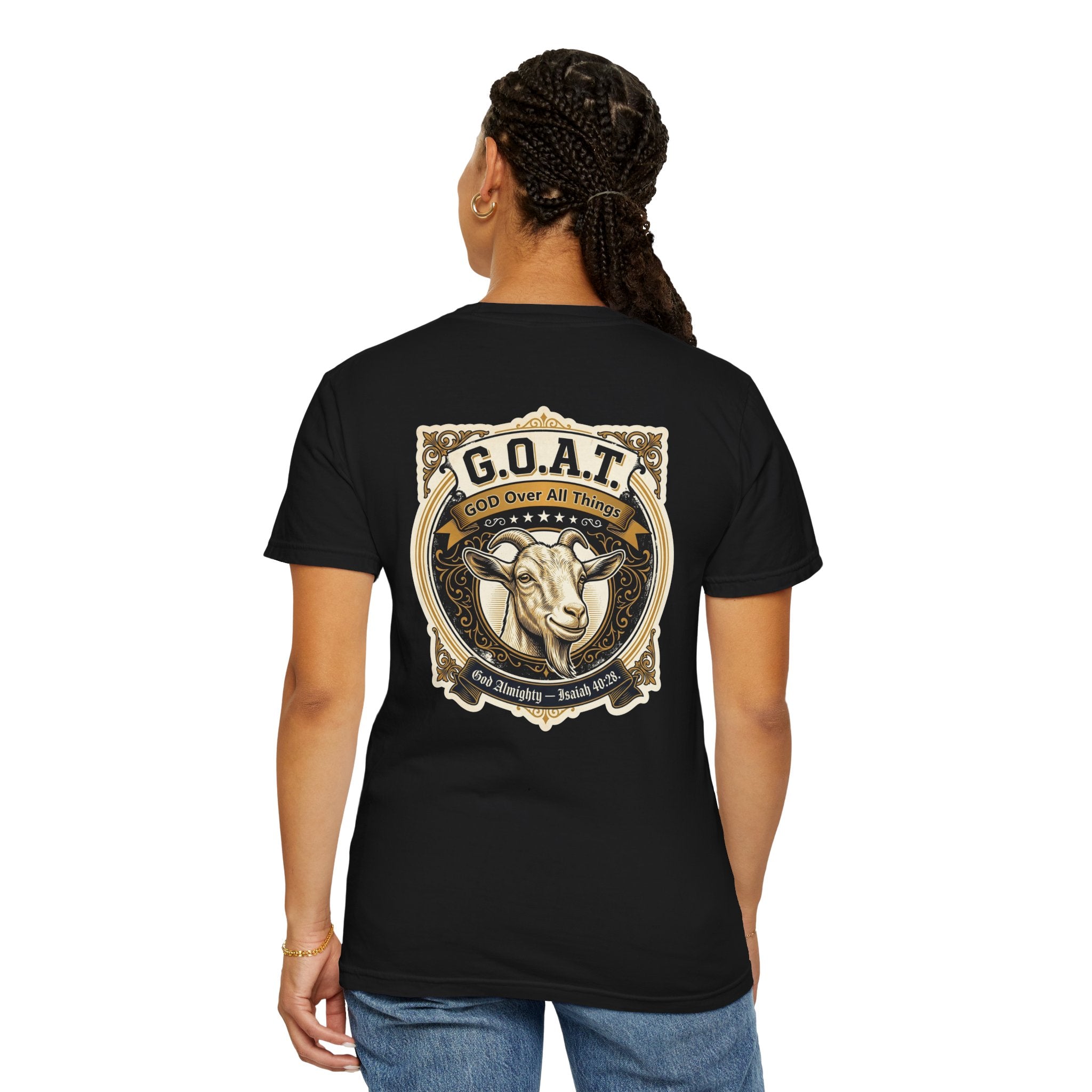 GOAT Graphic T-Shirt — Vintage Three Crosses & Goat Emblem