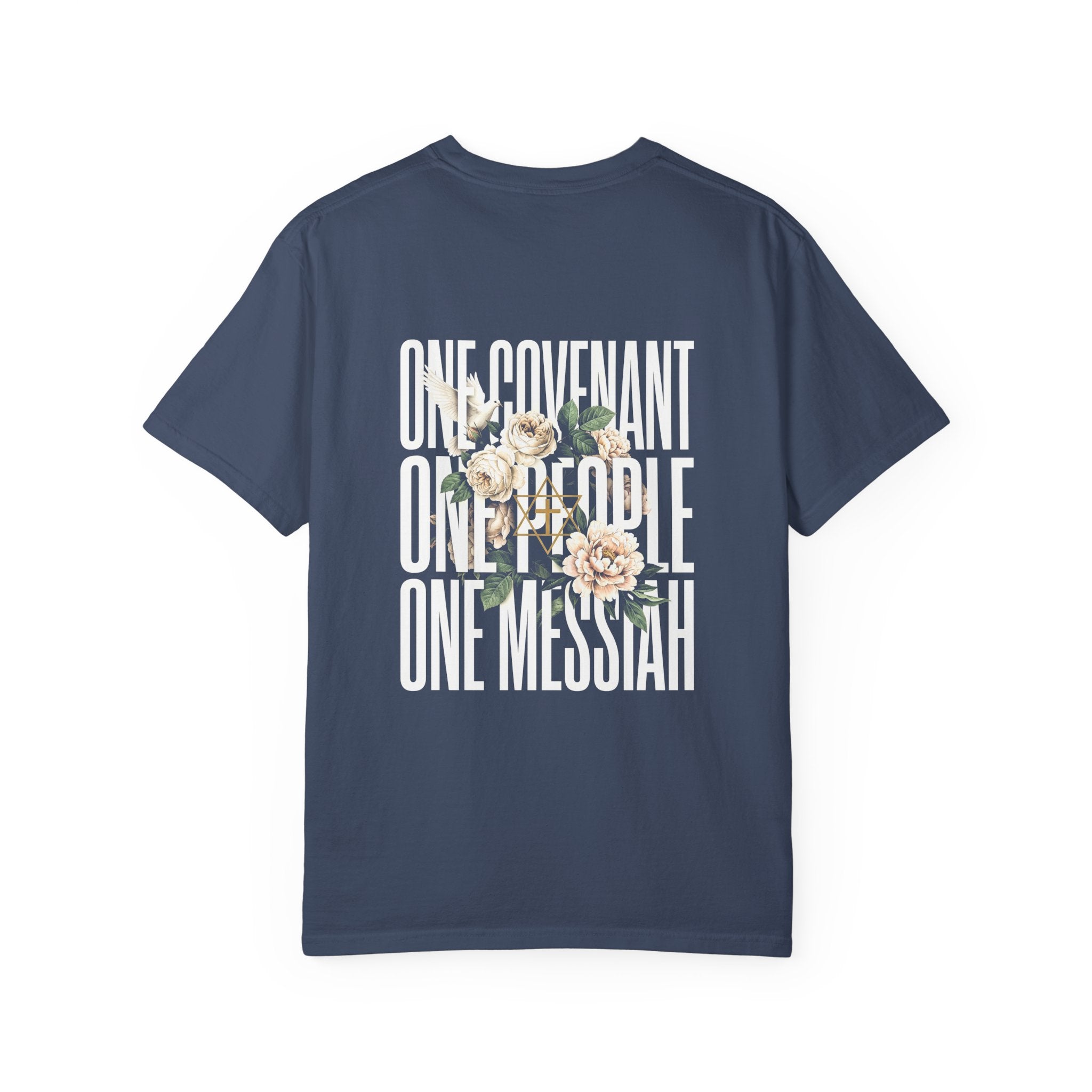 One Covenant One People One Messiah T-Shirt — Christian Cross Floral Tee