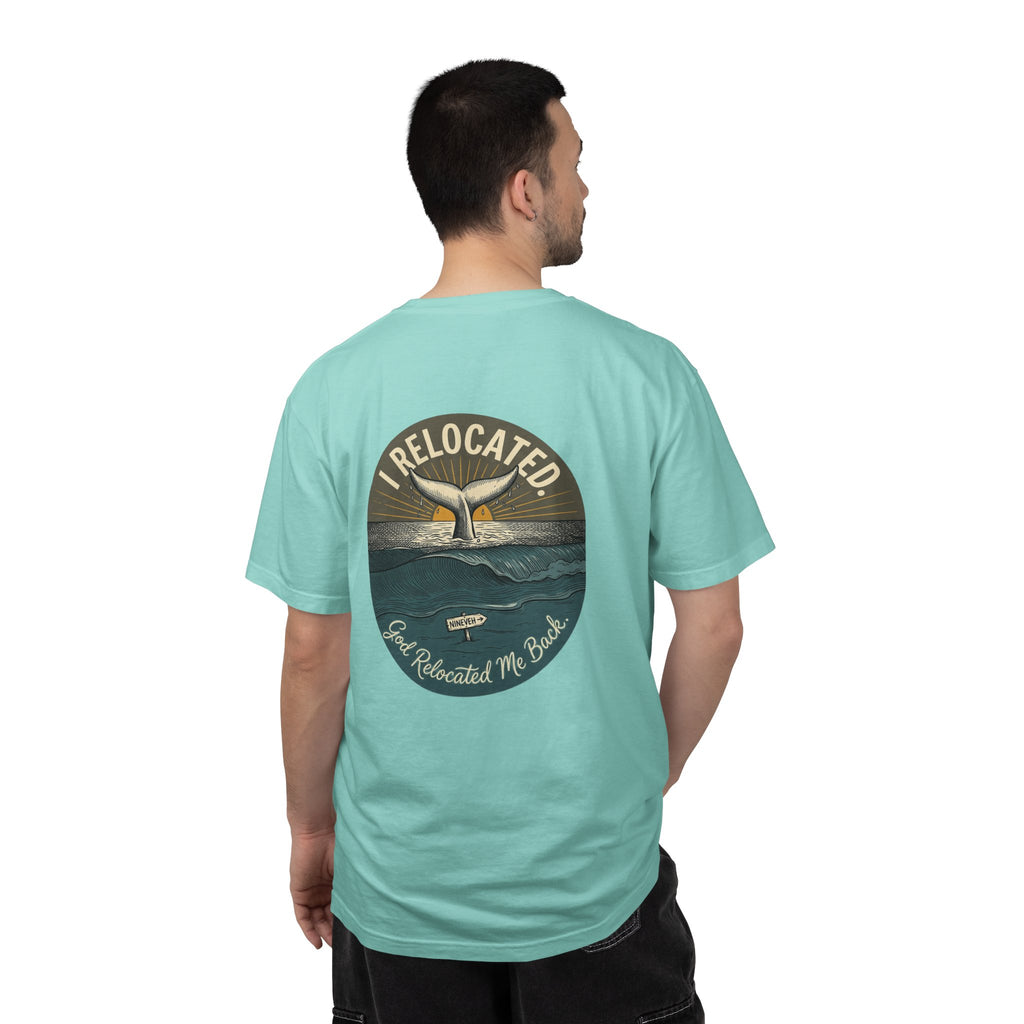 Relocated Whale Tail T-Shirt — “I Relocated” Retro Ocean Graphic Tee