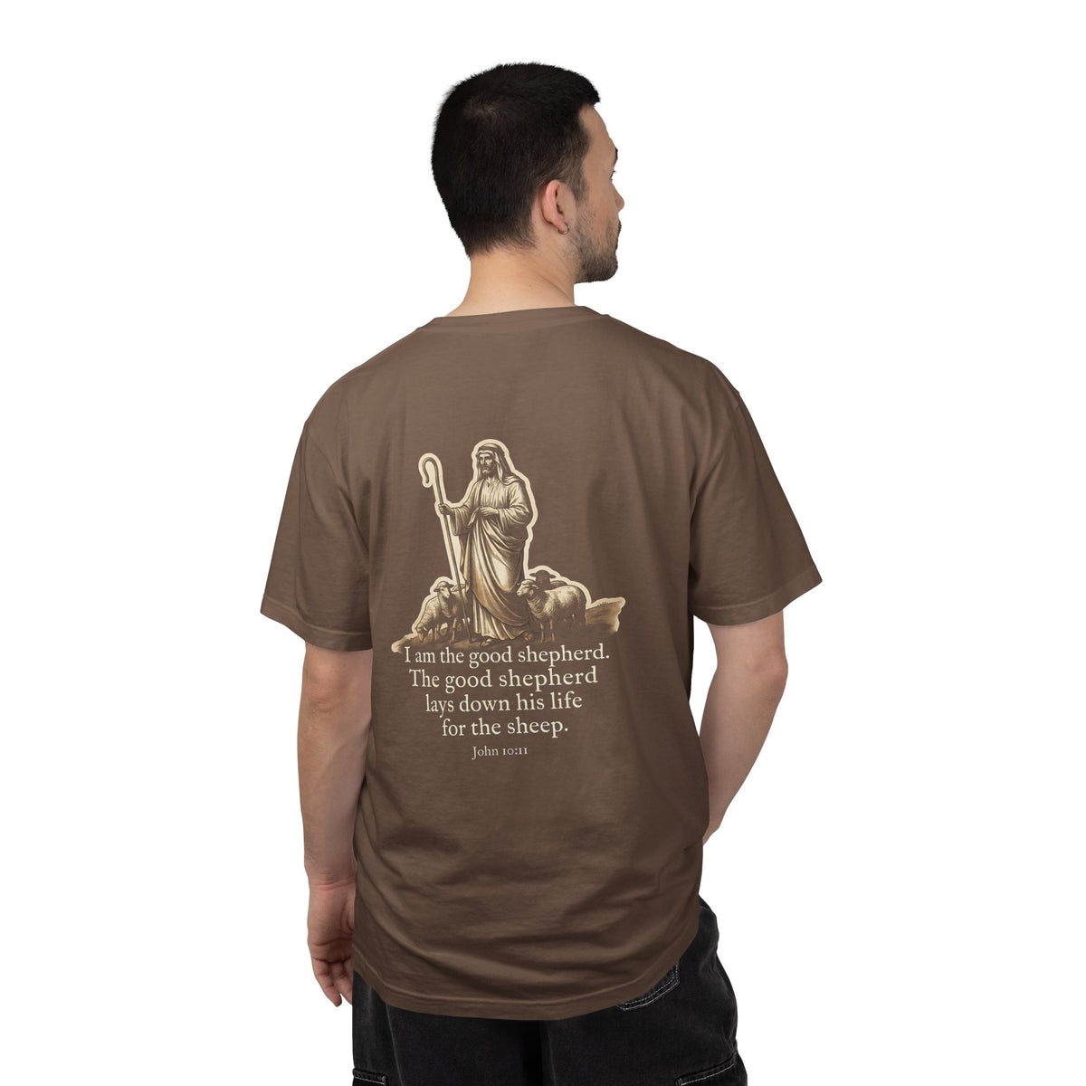 Christian Shepherd Graphic T-Shirt — "I am the good shepherd" Bible Verse Tee