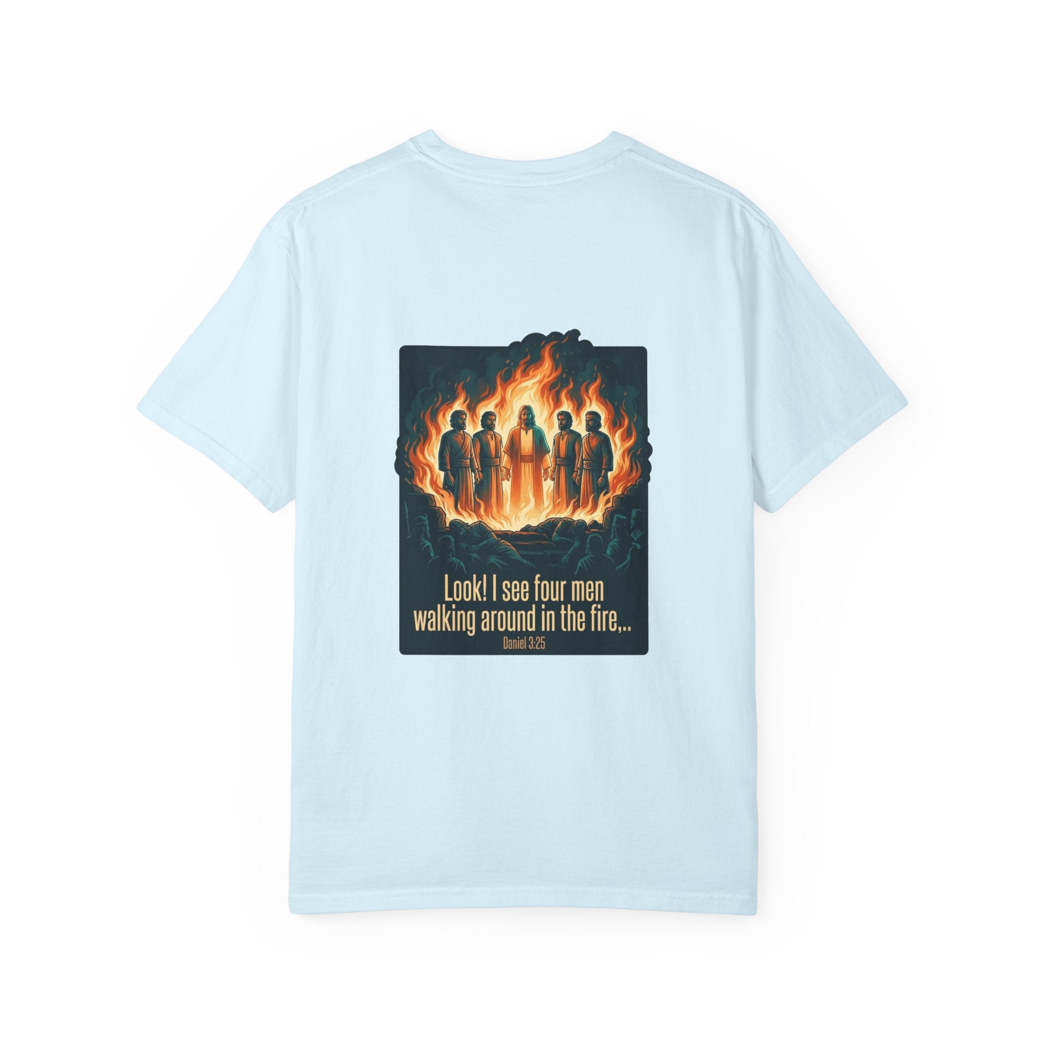 Christian Cross T-Shirt — ‘I see four men walking around in the fire’ Graphic Tee