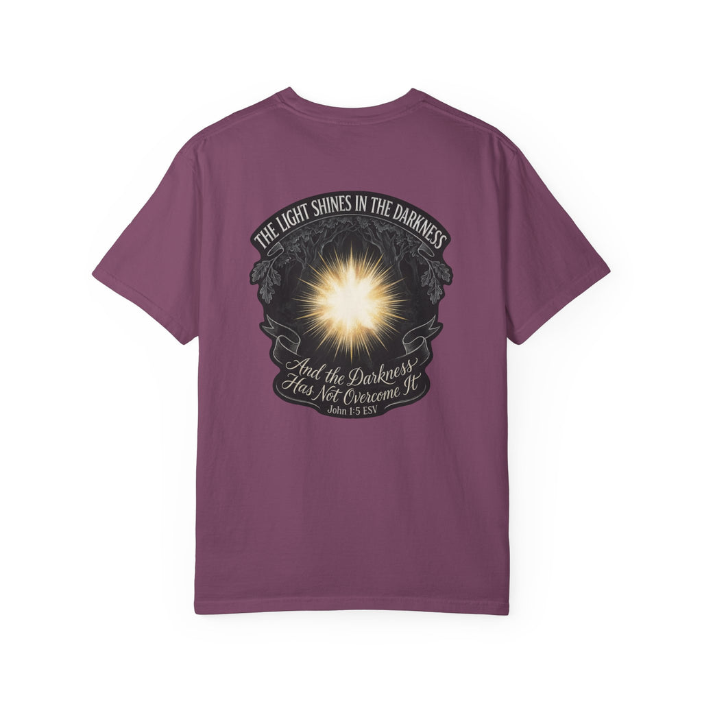 Christian T-Shirt – “The Light Shines in the Darkness” Graphic Tee