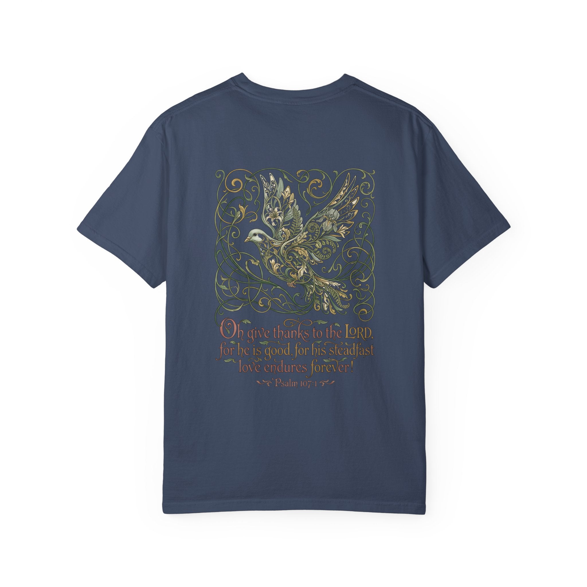Christian Cross T-Shirt — ‘Give Thanks to the Lord’ Dove Graphic Tee