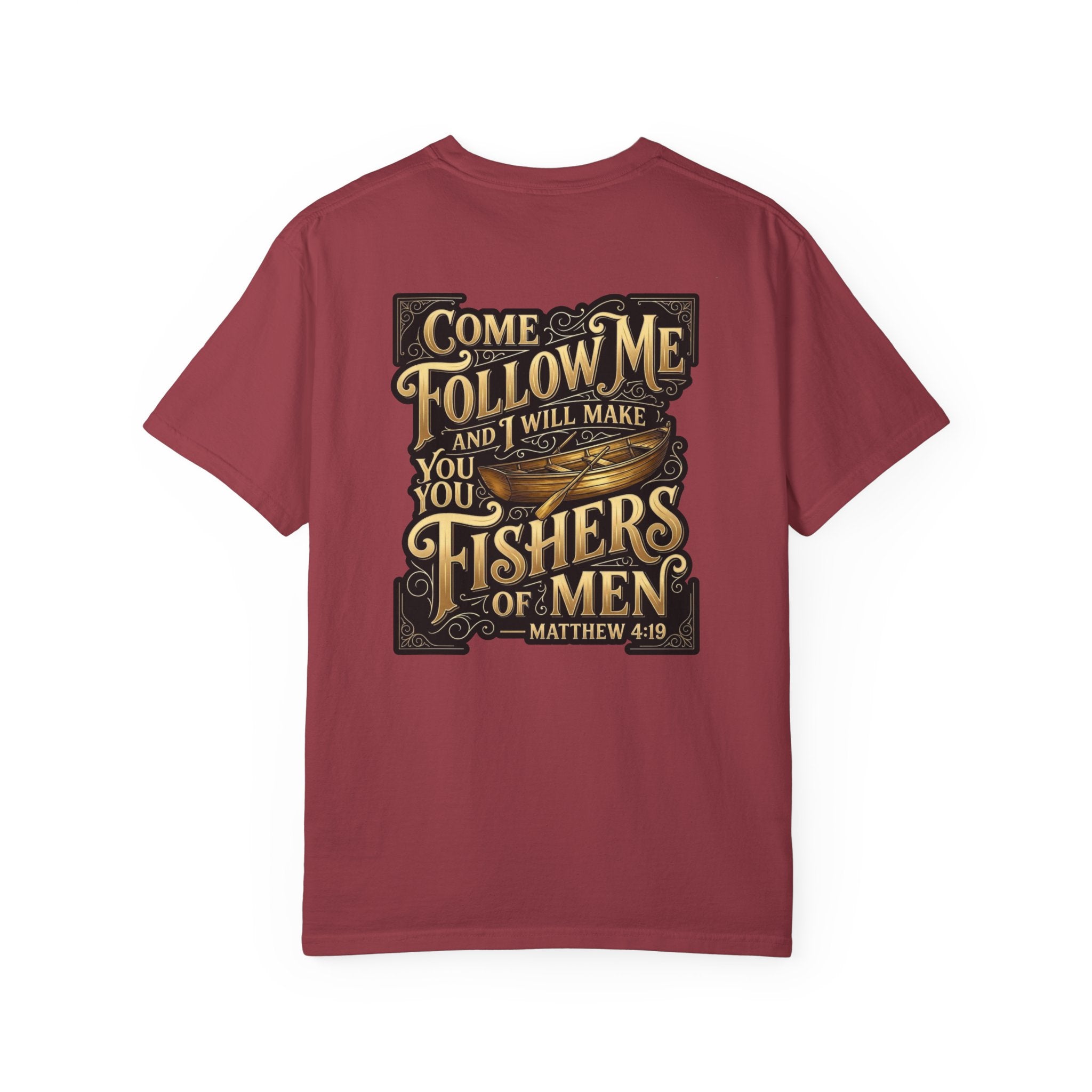 Fishers of Men T-Shirt — “Come Follow Me” Matthew 4:19 Christian Cross Tee