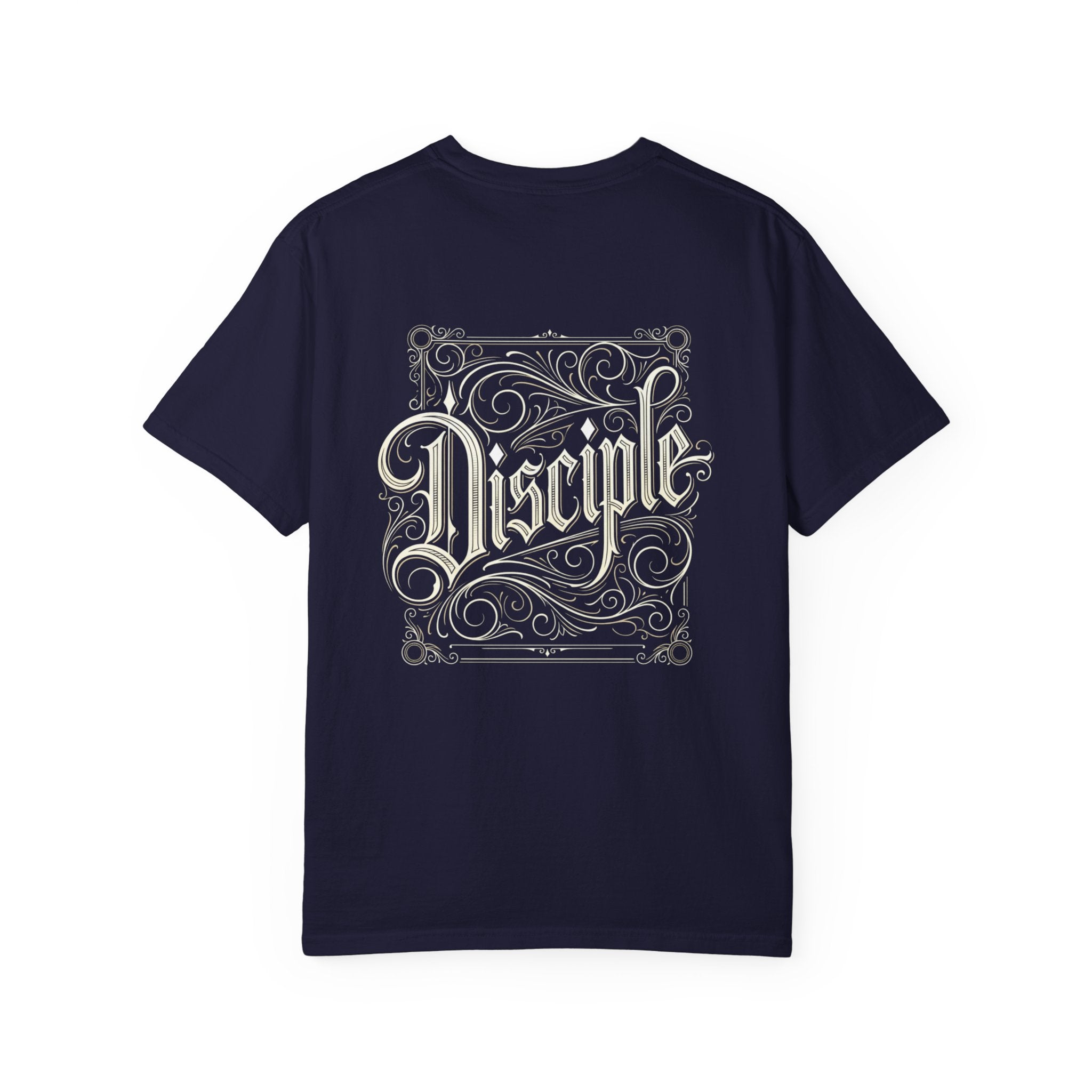 Disciple Cross T‑Shirt — Vintage Script Back Graphic Christian Tee