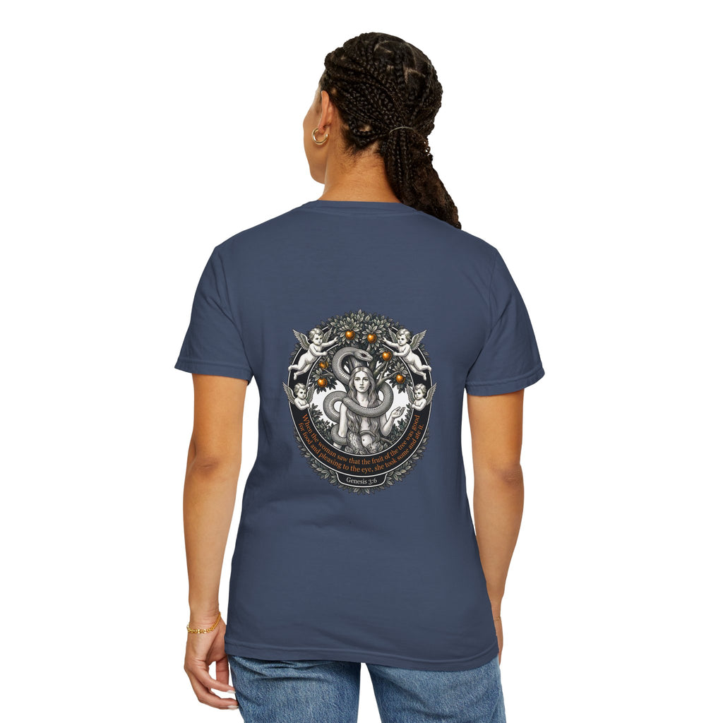 Religious Graphic T-Shirt — Vintage Cross Front & Ornate Back Illustration