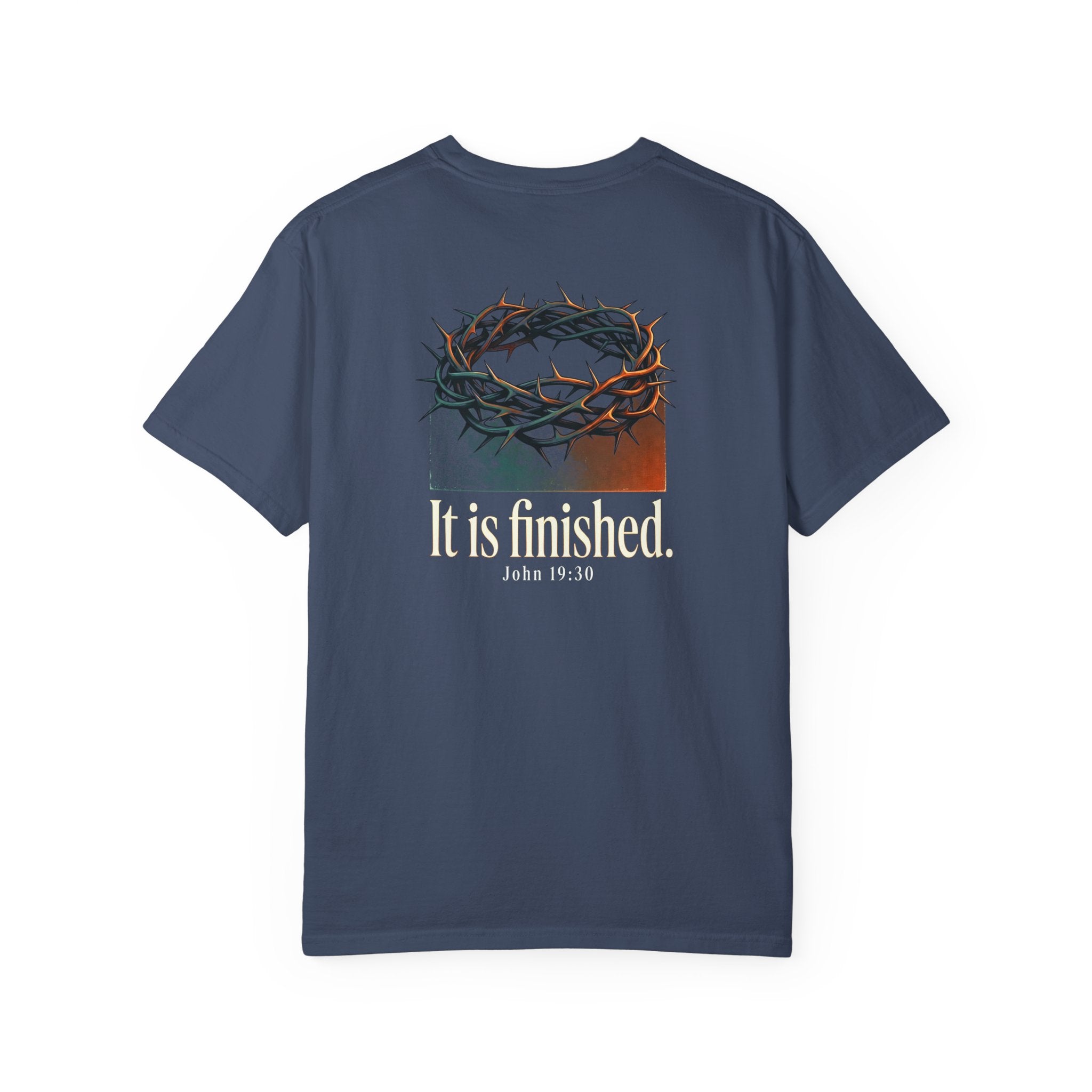 Christian T-Shirt — 'It Is Finished' Crown of Thorns Tee (John 19:30)
