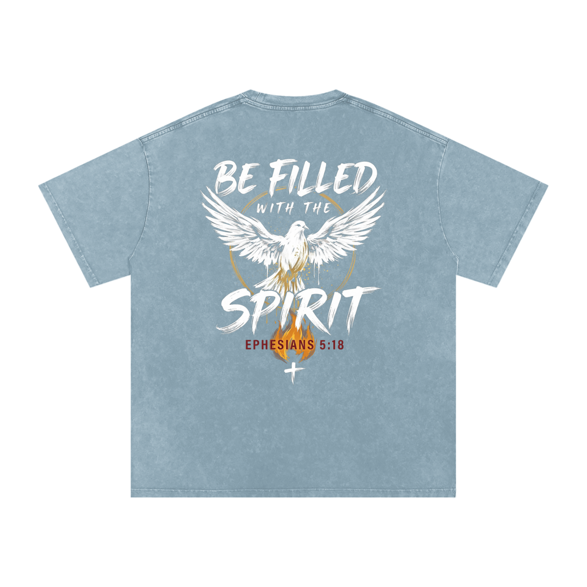Be filled with the Spirt Snow Washed Oversized Cotton T-Shirt
