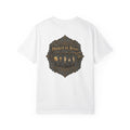 Hooked on Jesus T‑Shirt — Small Front Cross & Ornate Back Graphic
