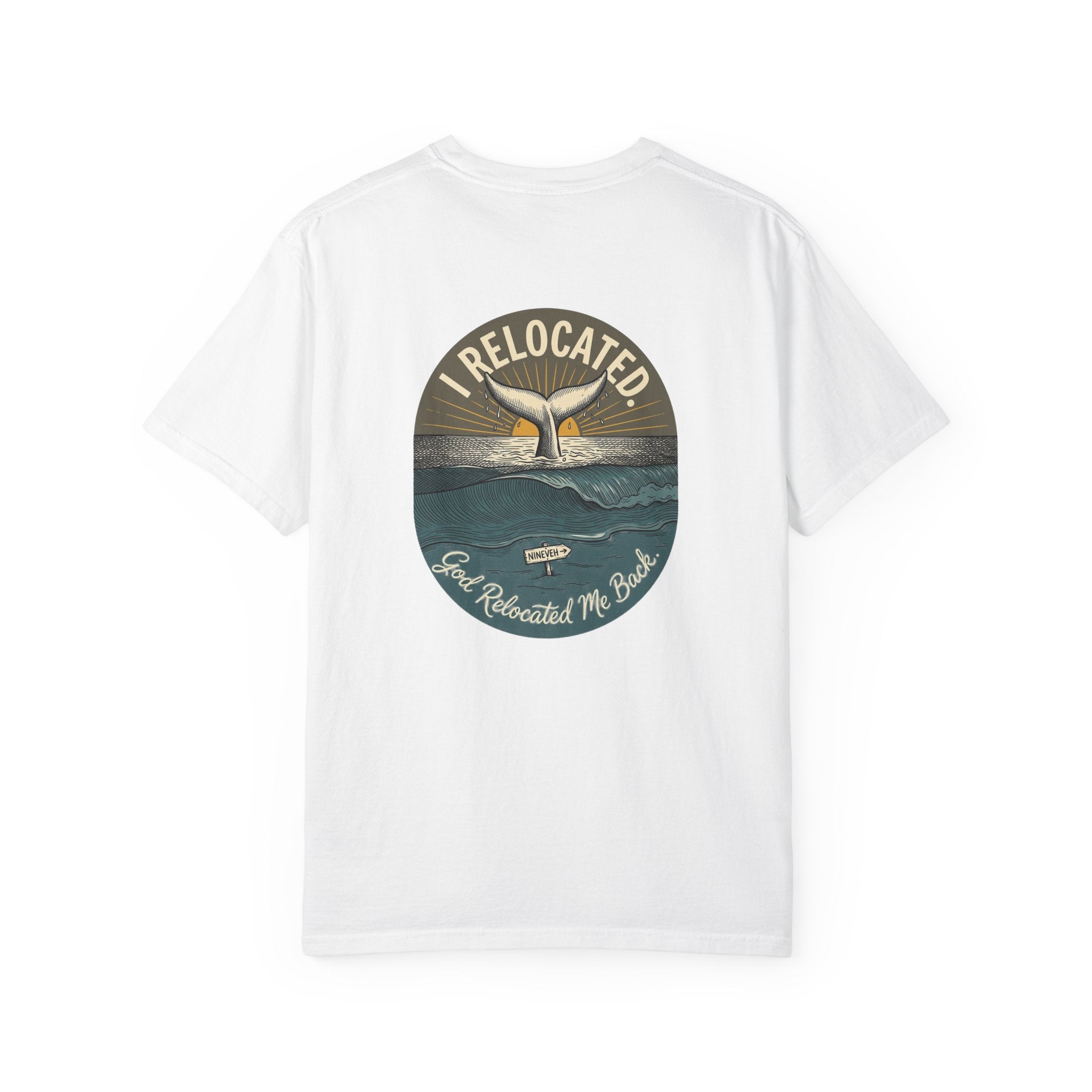 Relocated Whale Tail T-Shirt — “I Relocated” Retro Ocean Graphic Tee