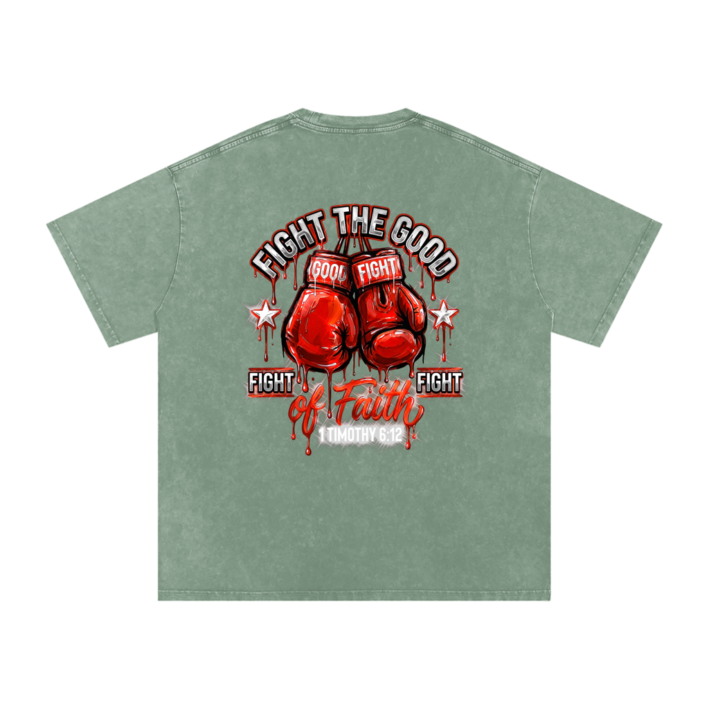 Fight the good fight Snow Washed Oversized Cotton T-Shirt