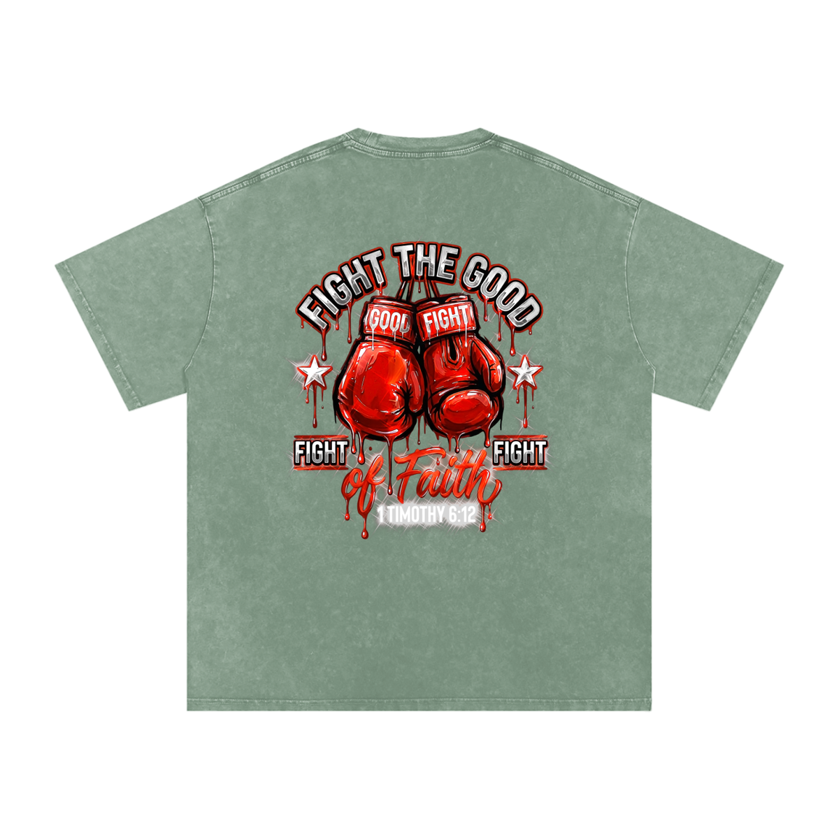 Fight the good fight Snow Washed Oversized Cotton T-Shirt